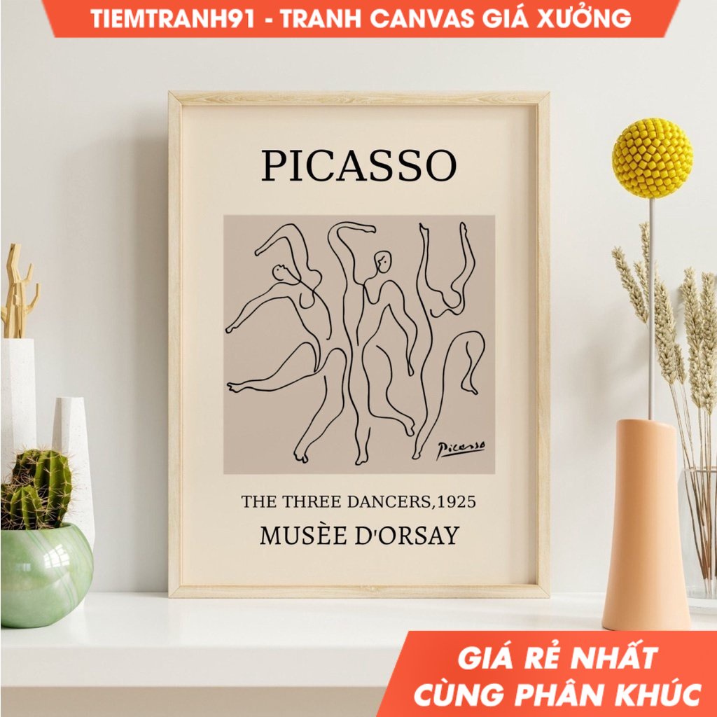 Tranh treo tường Gallery Wall, Exhibition Gallery Wall, Matisse, Flower Market, Picasso, tặng kèm đi