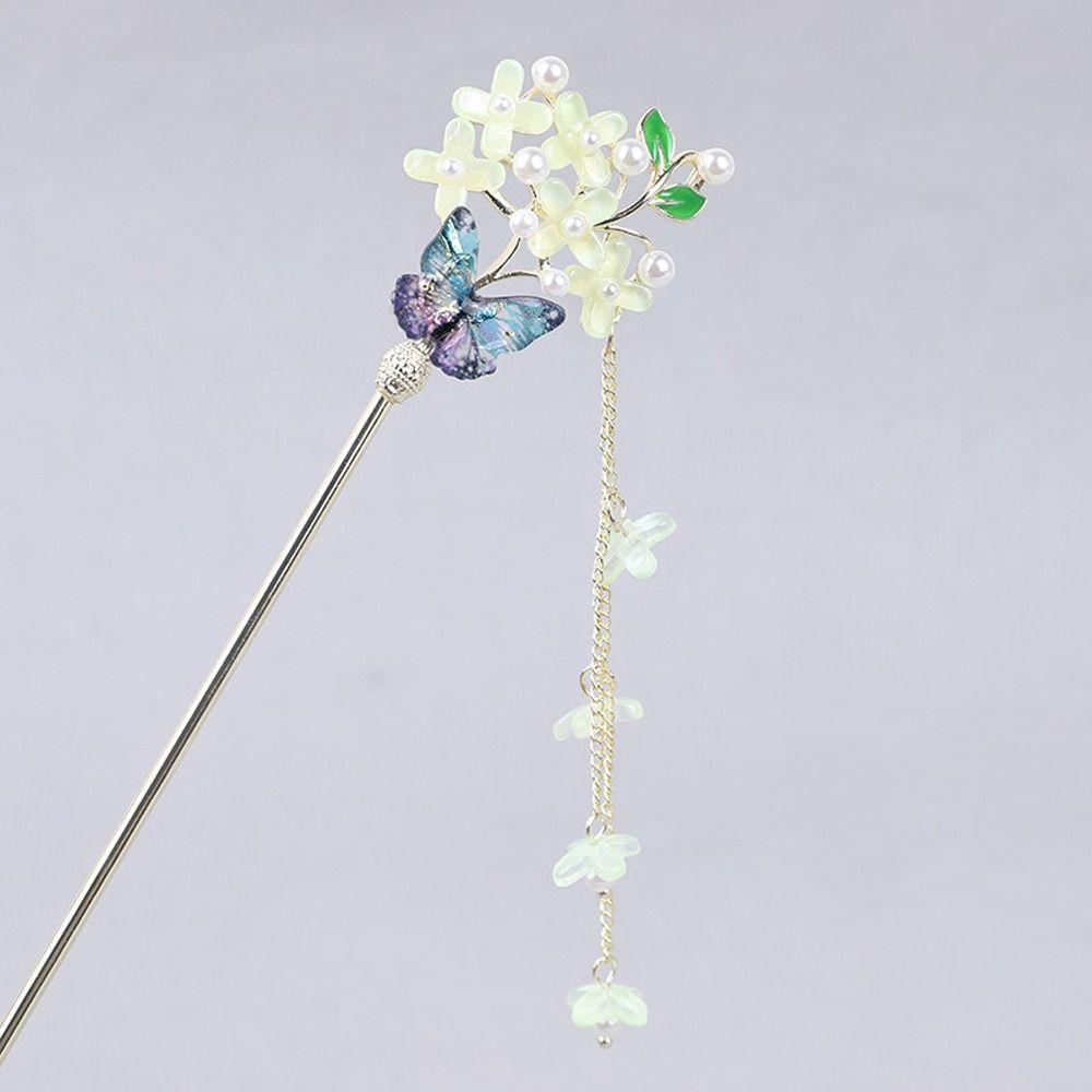 Trâm Cài Tóc Bằng Hợp Kim Họa Tiết Hoa / Bướm Phong Cách Trung Hoa Cổ Điển Thời Trang Cho Nữ