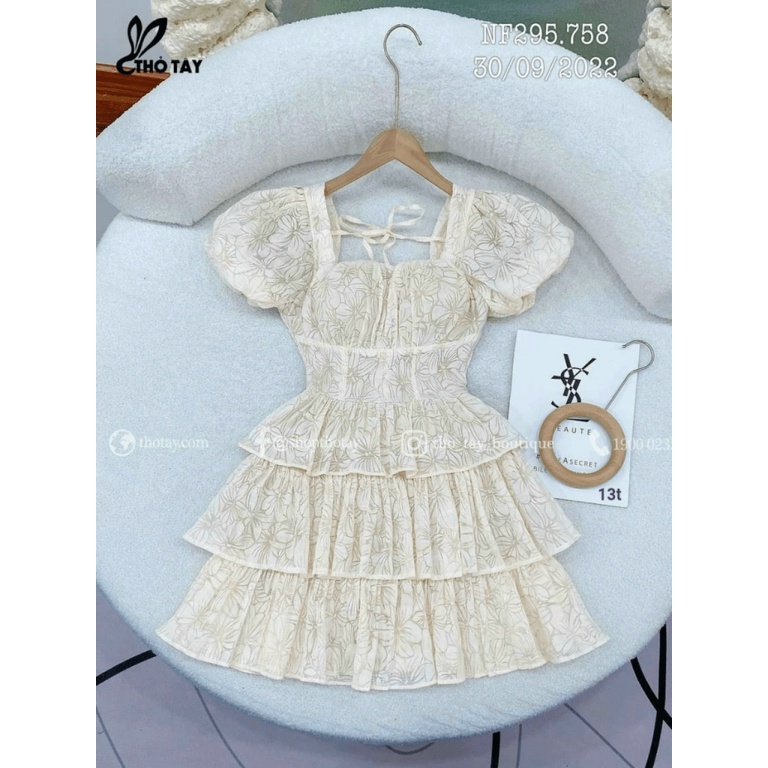 CHÂN ÁI CHO CHỊ EM CHÚNG MÌNH - ĐẦM VOAN REN CỔ VUÔNG TAY NGẮN ÔM EO CỰC NỮ TÍNH ĐI CHƠI DỰ TIỆC CƯỚI UP VLTN SHOP