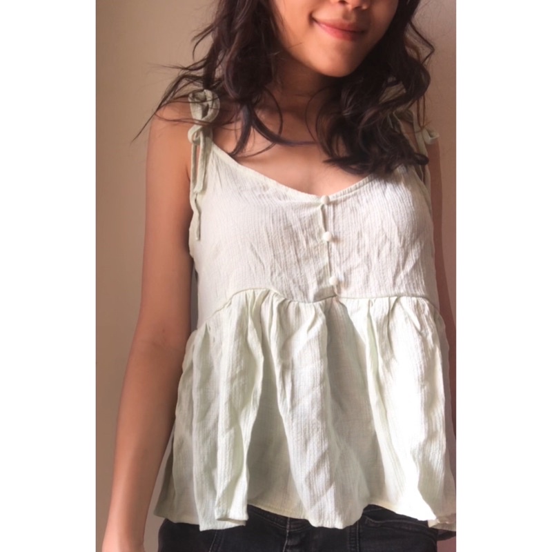 Áo hai dây cami peplum dễ thương màu pastel VNXK