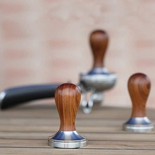 Tamper nén cà phê size 53(58) mm 3C ROASTERY dụng cụ pha chế chất liệu cán gỗ trụ thép không gỉ