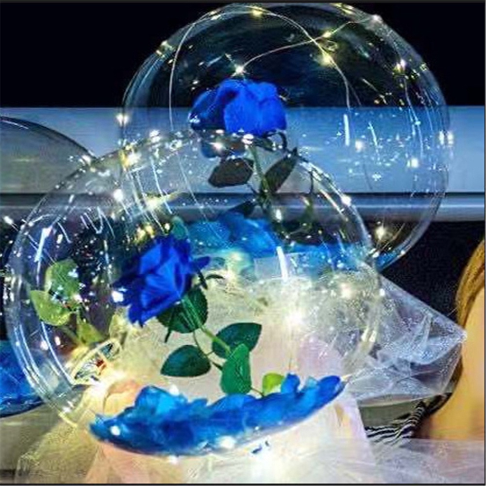 Bong Bóng Trong Suốt 999party DIY Có Đèn LED Hình Hoa Hồng Trang Trí Tiệc Sinh Nhật Đám Cưới
