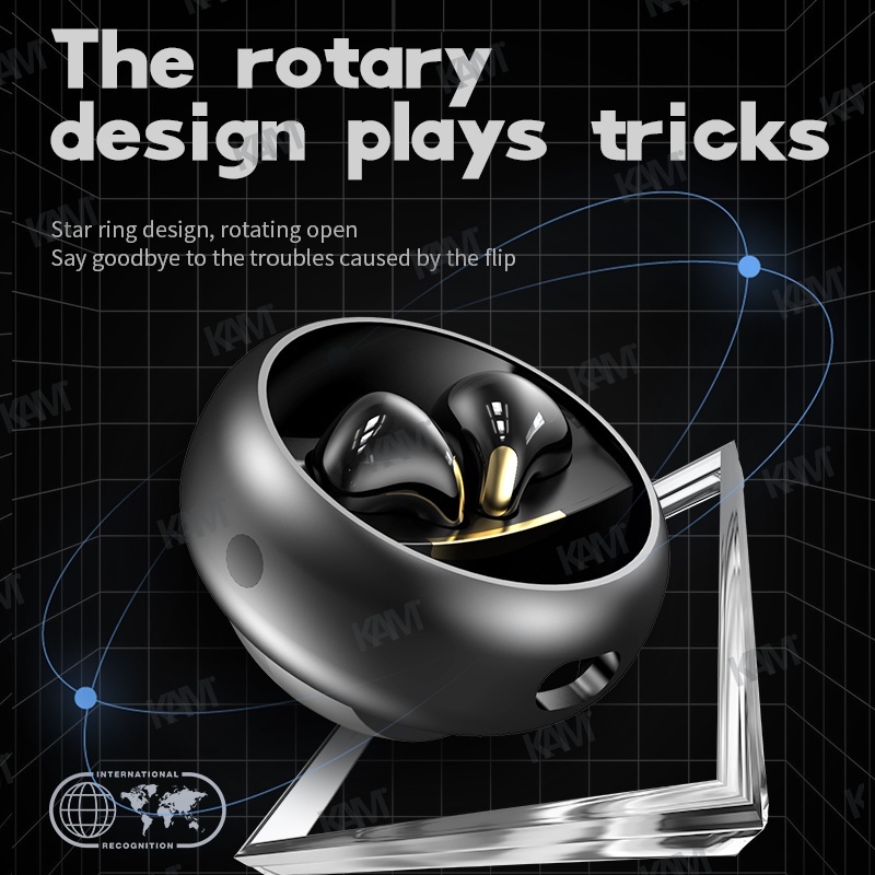 Tai Nghe Bluetooth Không Dây Kam KM89 TWS Xoay 360 Độ Chống Ồn° Tai Nghe Chơi Game Xoay Tròn Không Làm Giảm Căng Thẳng