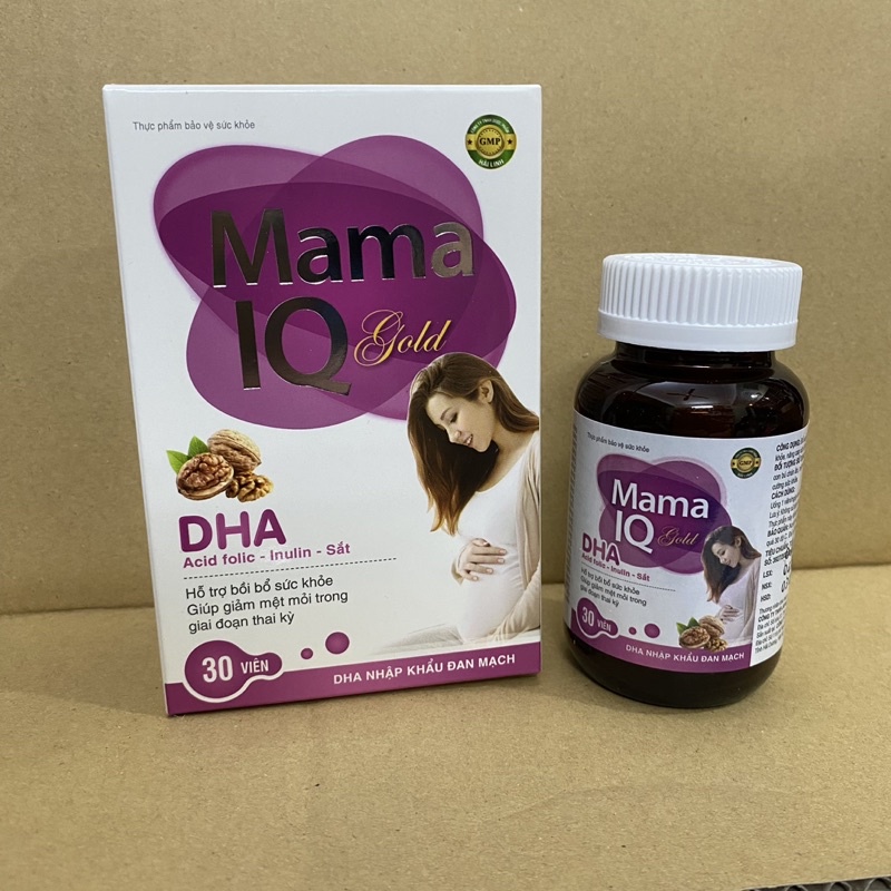 Viên uống sắt tổng hợp cho bà bầu Mama IQ Gold bổ sung Acid folic , DHA bồi bổ sức khỏe nguyên liệu nhập khẩu