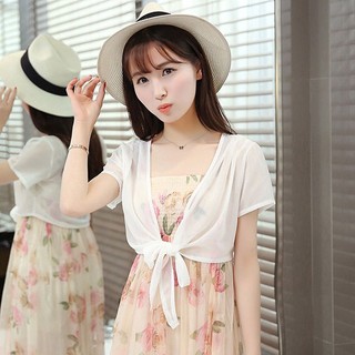 2023 Áo khoác mỏng, tay ngắn, áo khoác yếm nhỏ, voan, áo khoác nhỏ2023