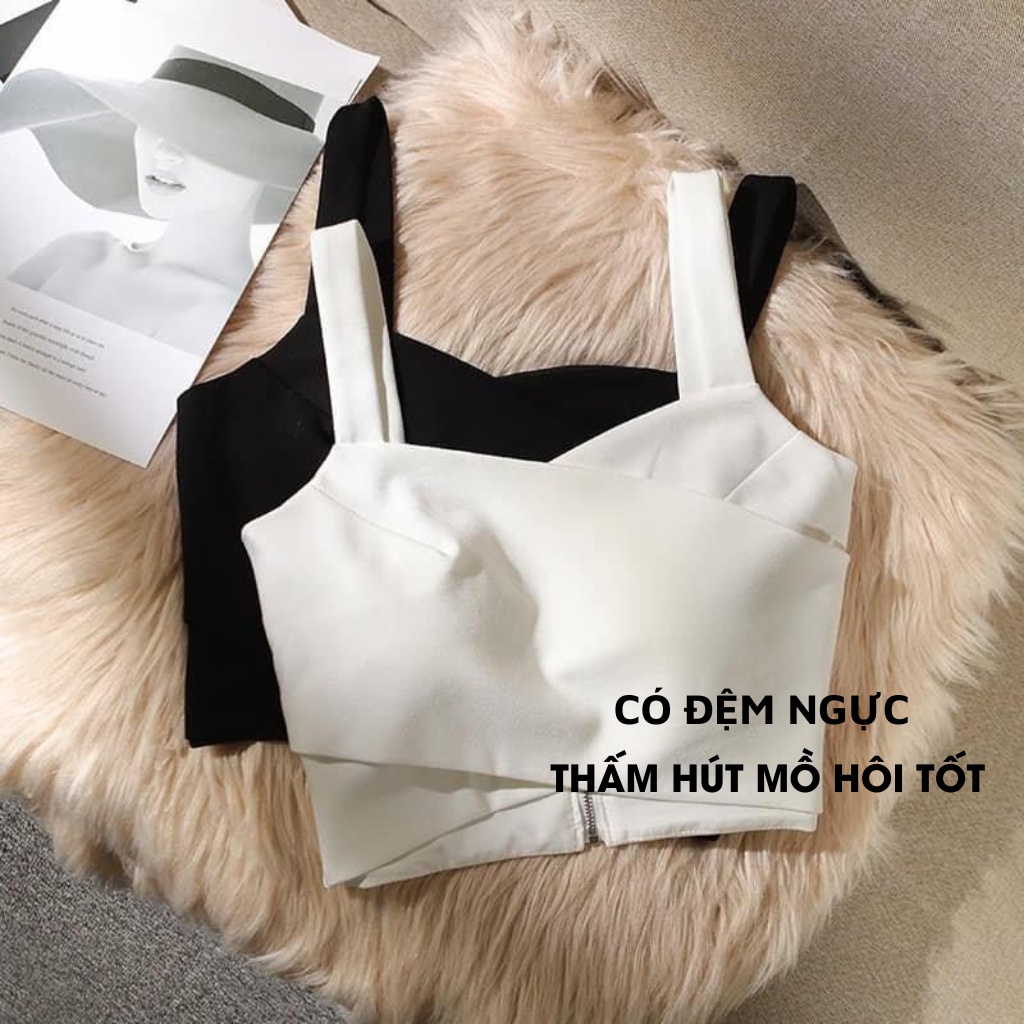 Áo Bra croptop nữ - Áo hai dây thiết kế bản to có sẵn đệm mút kiểu dáng croptop trẻ trung , tôn dáng | BigBuy360 - bigbuy360.vn