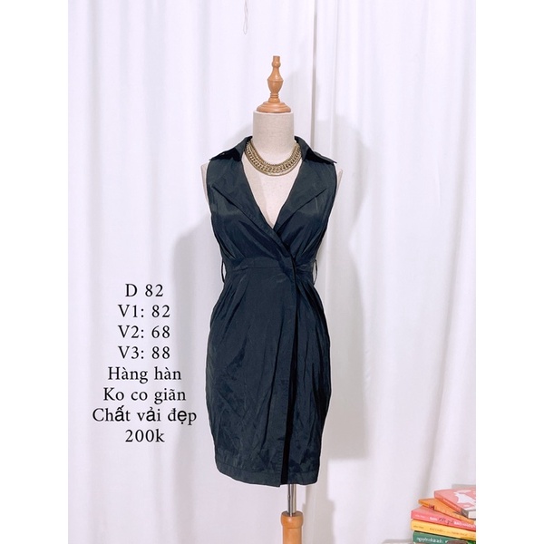 Váy đầm đen cổ vest dáng bút chì sang trọng