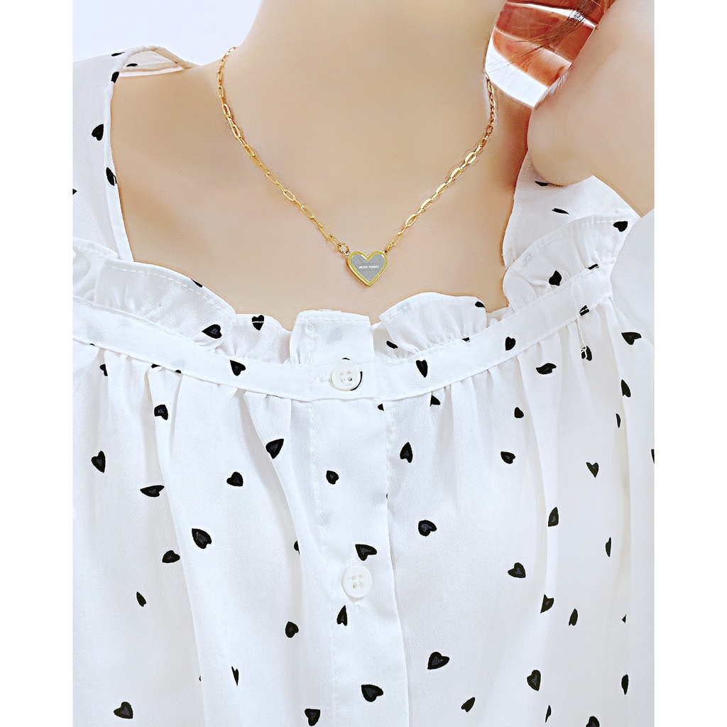 Vòng cổ Thép Không Gỉ Mặt Trái Tim Thời Trang Cho Nữ
