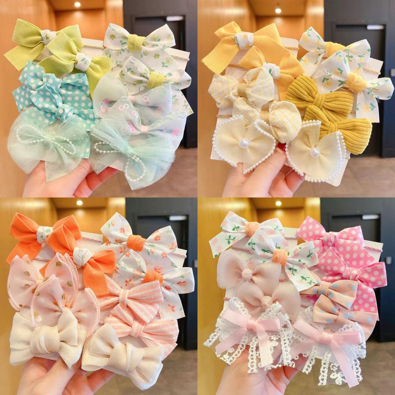 Set 10 Dây Cột Tóc Nơ Xinh Xắn Dễ Thương Cho Bé Gái