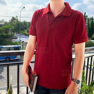 Áo thun nam Polo, áo thun nam vải cá sấu bo gân - Đỏ
