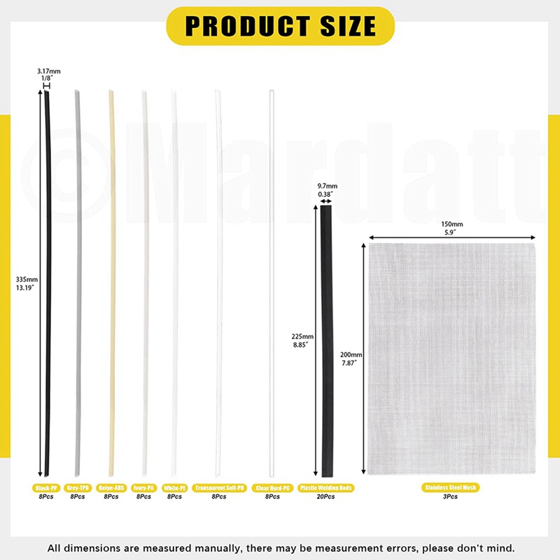 Bộ 75 Que Hàn 13 inch Bằng Nhựa Kèm Lưới Thép Không Gỉ Dùng Sửa Chữa Cản Xe Hơi / Thuyền Kayak