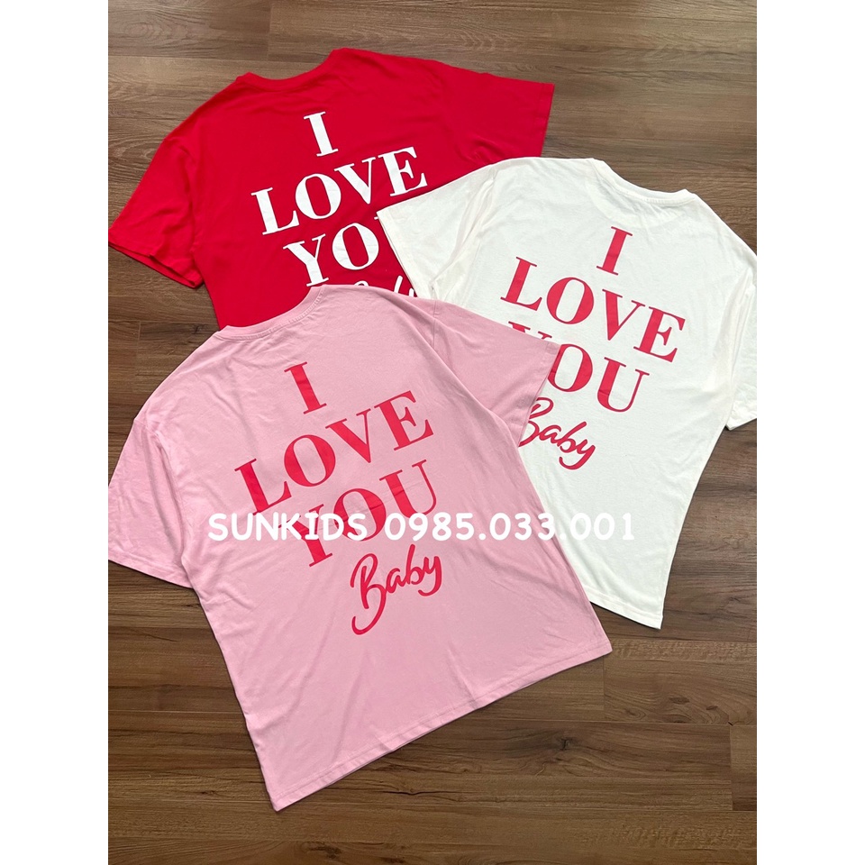 Áo cotton Nam nữ dáng over size chữ I Love You