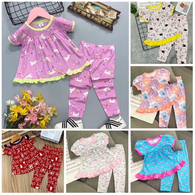 9-21kg bộ thun borip tay ngắn quần dài babydol bé gái dễ thương 891