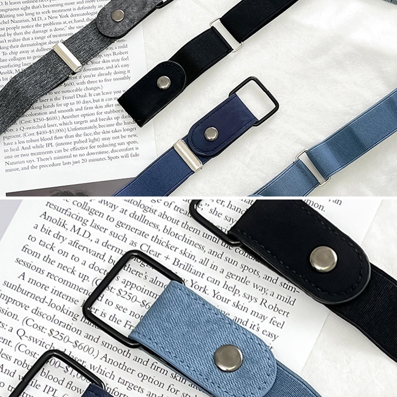 1 Thắt Lưng Vải Denim Vô Hình Co Giãn Không Khóa Dễ Điều Chỉnh Phong Cách Unisex
