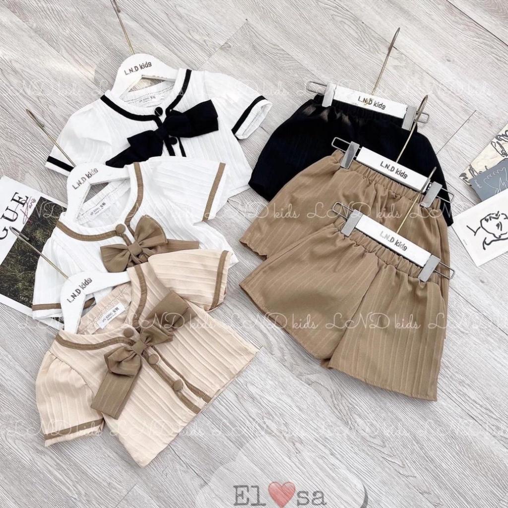 Bộ Đồ Áo Đính Nơ Cùng Quần Sooc Kiểu Dáng Tiểu Thư Sang Chảnh Dành Cho Bé Gái 10-30kg