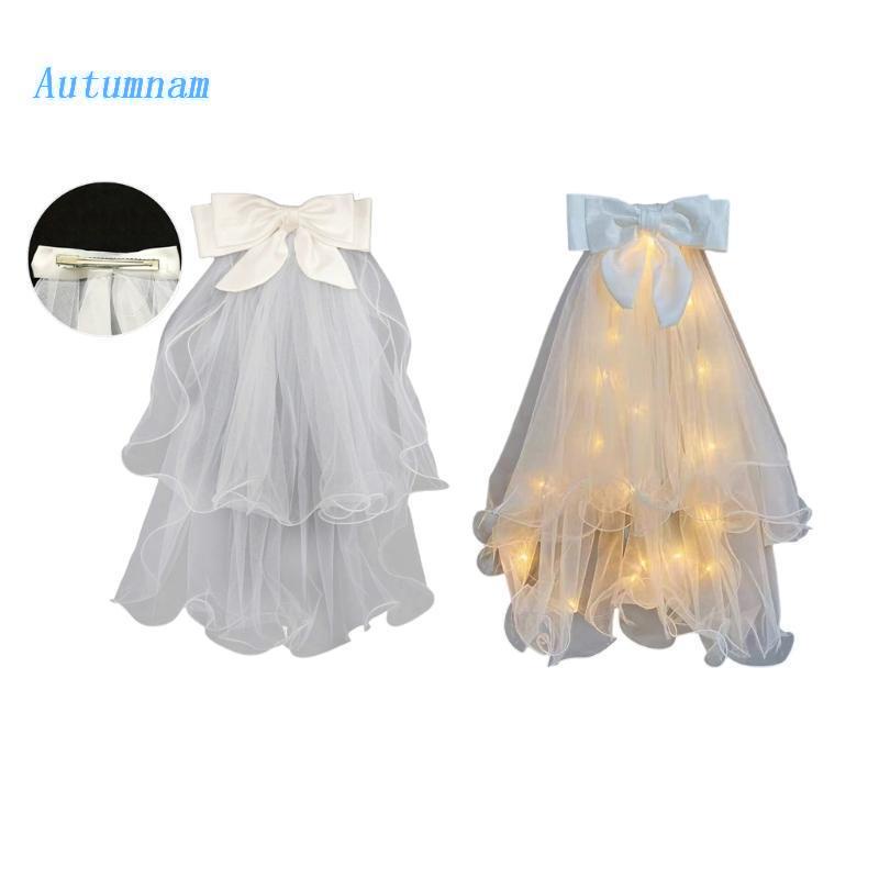 Mạng Che Mặt Đính Nơ Phát Sáng Cho Cô Dâu