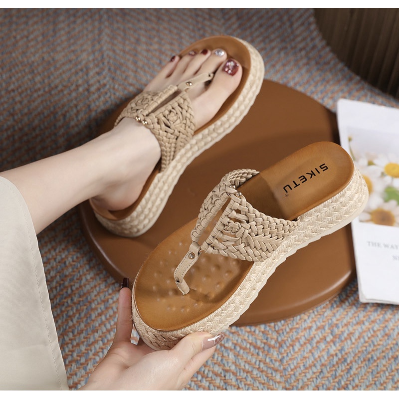 Giày Sandal Đế Dày Chống Trượt Phong Cách Roman Size 41-42 Cho Nữ