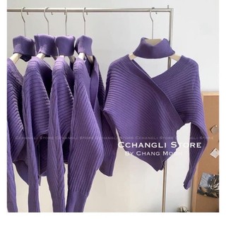 Áo len vạt chéo kèm cổ chocker