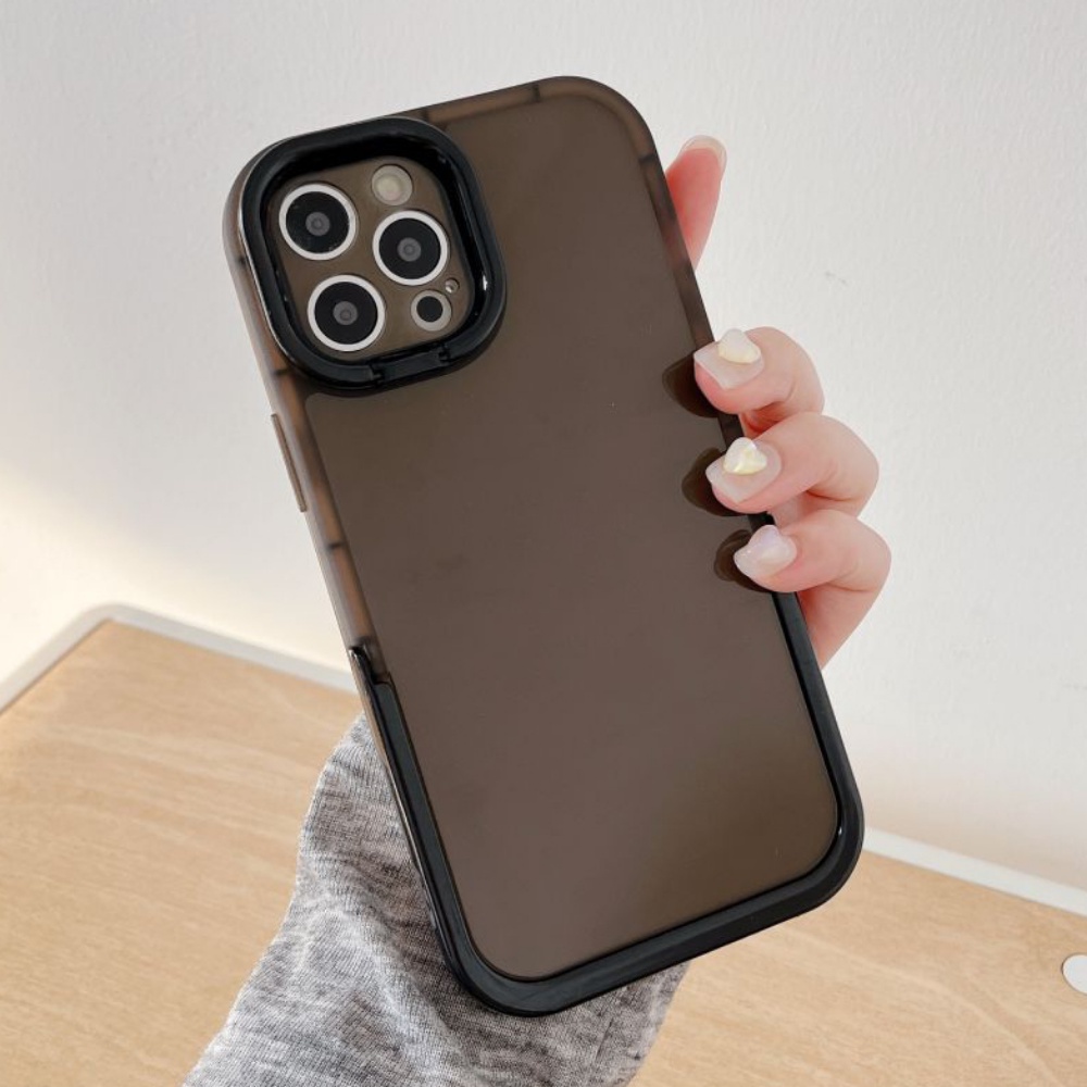 Ốp Điện Thoại TPU Mềm Màu Trơn Tích Hợp Giá Đỡ Kiểu Dáng Sang Trọng Dành Cho IPhone 13 12 11 Pro Max