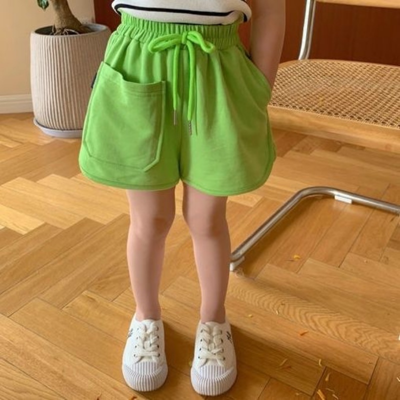 Quần Short Thể Thao Vải Cotton Lưng Thun Cột Dây Thời Trang Mùa Hè Hàn Quốc Mới 2023 Cho Bé Gái