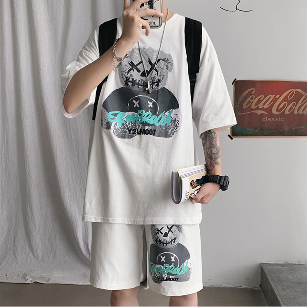 Bộ Đồ Thun Nam Mùa Hè In Hình Gấu Dễ Thương Style Hàn Quốc Trẻ Trung sozo - SET NAM 90000163C