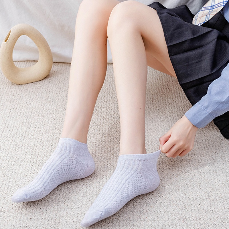 Set 5 Đôi Vớ Thuyền Bằng Cotton Mỏng Nhẹ Thoáng Khí Thoải Mái Chống Trượt Mềm Mại