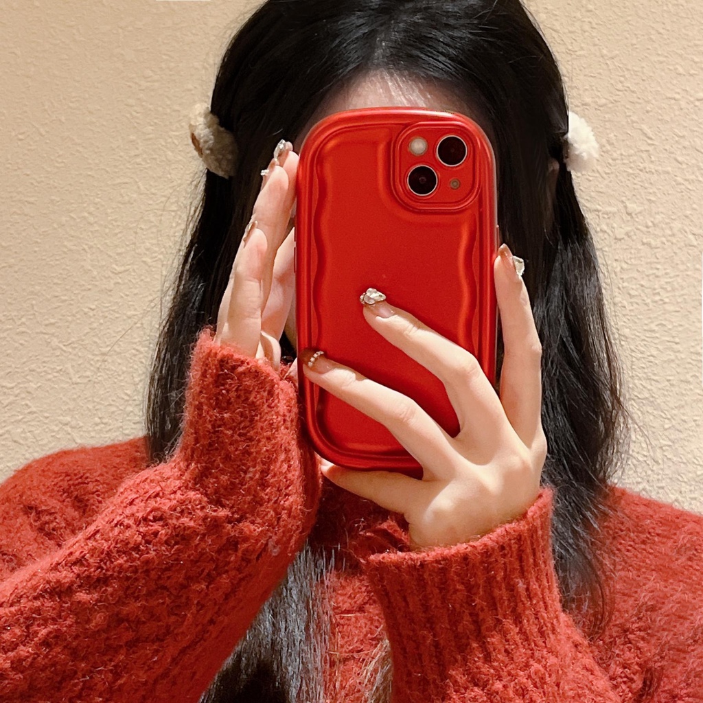 Ốp Điện Thoại Silicon TPU Mềm Màu Đỏ Trơn Bảo Vệ Ống Kính Máy Ảnh Cho iPhone 14 13 12 11 Pro Max14 Plus Xs XR