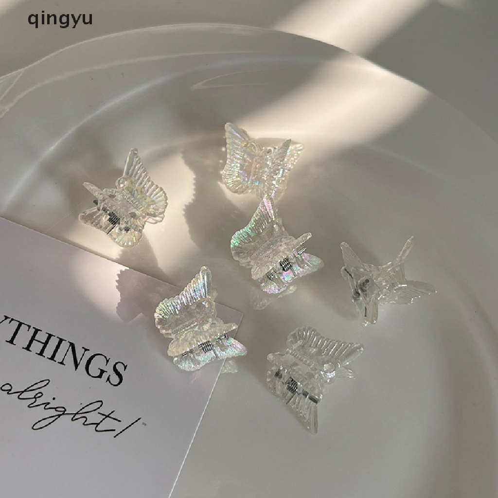 Set 10 Kẹp Tóc Hình Bướm Mini Bằng Resin Trong Suốt Thời Trang Cho Bé Gái