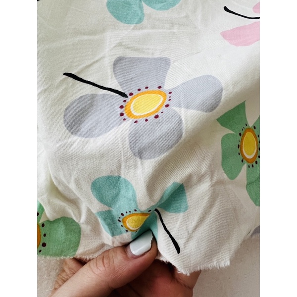 Vải thô cotton hoa lá loại dày dặn may ga gối