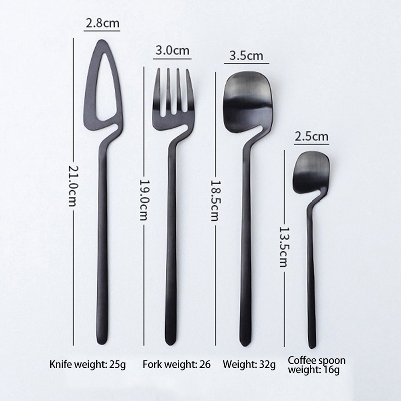 Set 16 Dụng Cụ Ăn Uống Bằng Thép Không Gỉ 304 Cao Cấp Đen