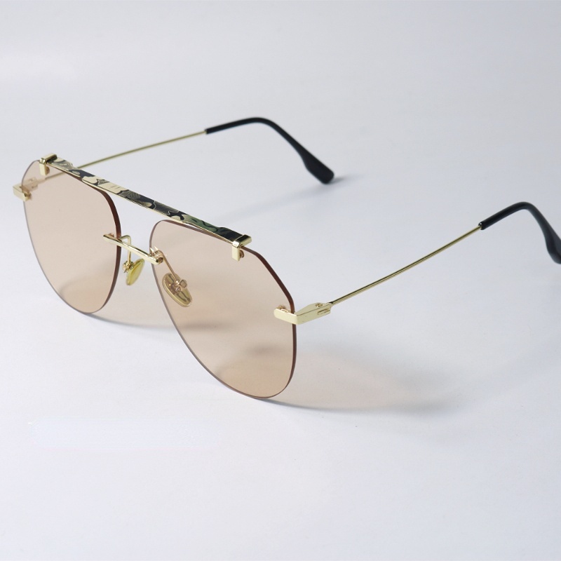 Kính Mát Gọng Kim Loại Không Viền Màu Gradient Thời Trang Phương Tây Cho Nam Nữ