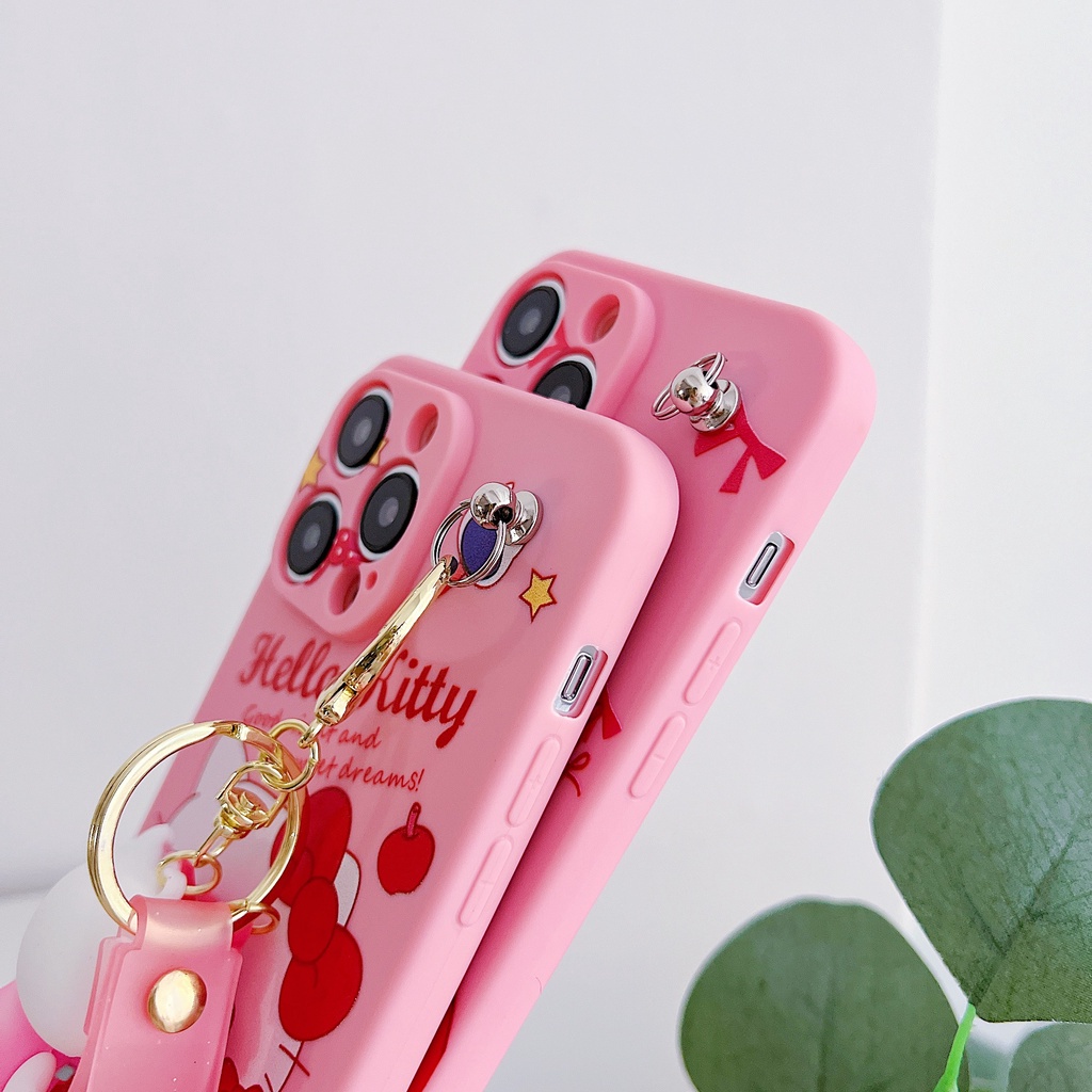 Đối với samsung galaxy s23 s22 s21 s20 plus ultra s21fe s20fe s10 s9 s8 plus kawaii sanrio case giai điệu hello kitty dễ thương với mặt dây ngắn búp bê