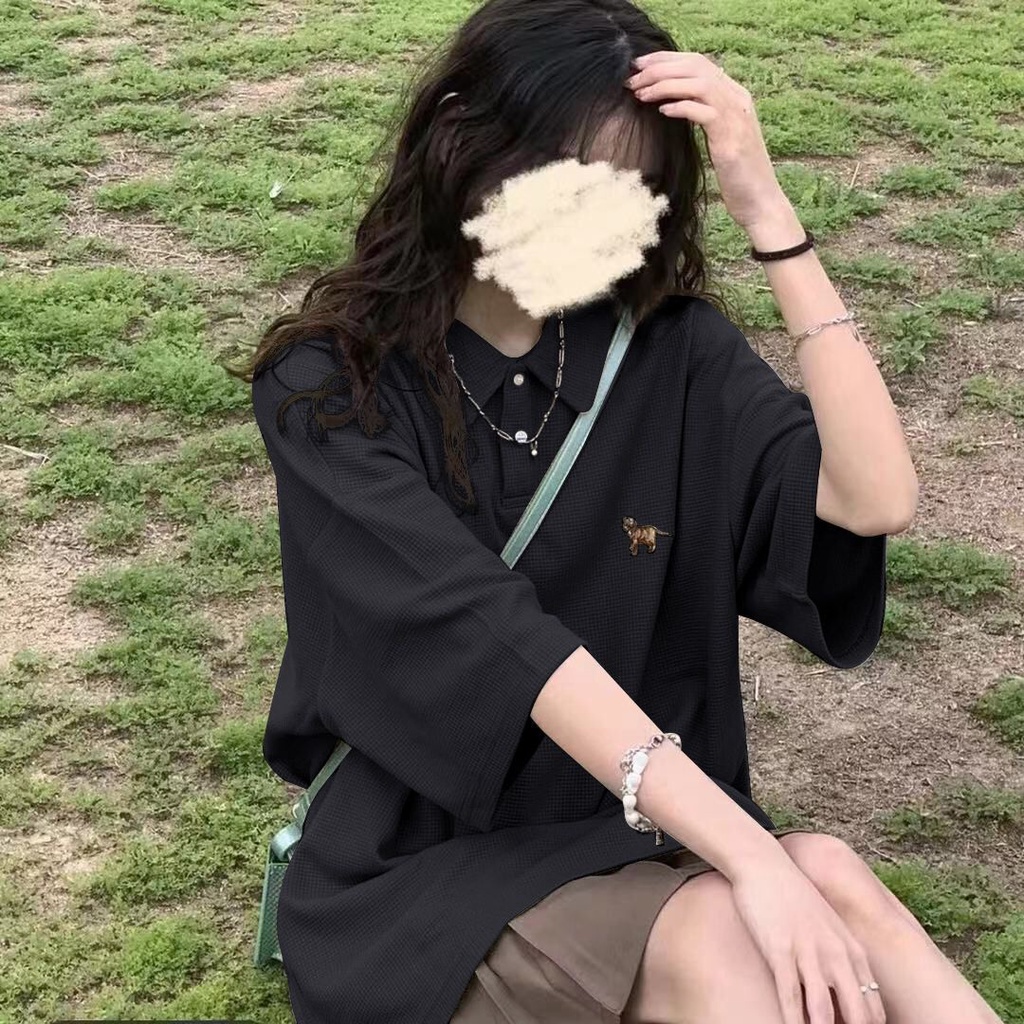 Áo Thun polo Tay Ngắn Có Cổ Phong Cách Hàn Quốc Dễ Phối Đồ Cho Nữ