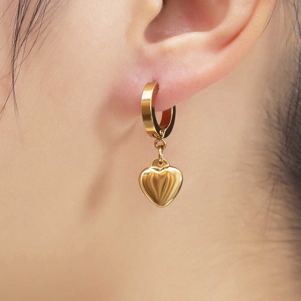 Bông Tai Mạ Vàng 18K Hình Tròn / Thánh Giá Bằng Thép Không Gỉ Không Gây Dị Ứng Thời Trang Cho Nữ