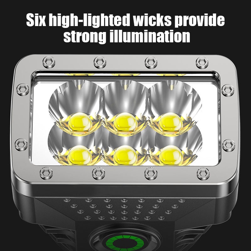 Đèn Pin 6 Led Bằng Hợp Kim Nhôm Độ Sáng Cao Chống Thấm Nước Kèm Sạc USB Tiện Dụng Mang Theo Du Lịch Dã Ngoại