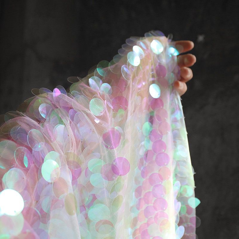 Vải Lưới Đính Hạt Kim Sa Hình Vảy Cá 0.5m * 1.5m Trang Trí Váy Cưới