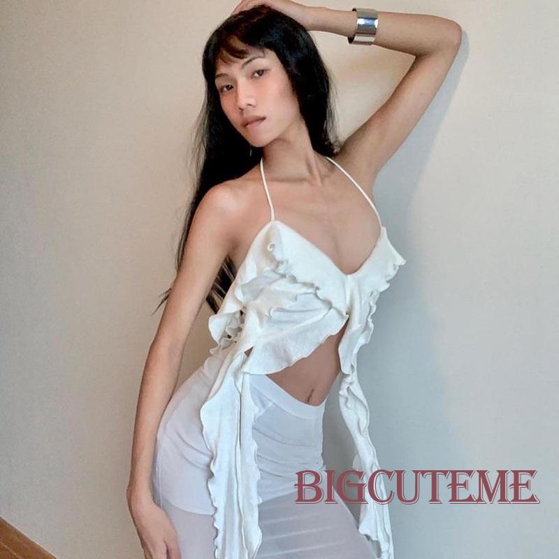 Áo Hai Dây Cổ Chữ V Viền Tua Rua Màu Sắc Thời Trang Cho Nữ