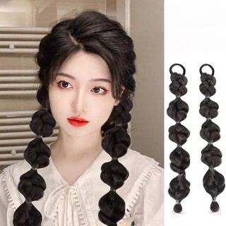Combo 2 cột tóc giả thắt bím kiểu phồng, thắt bím có light màu