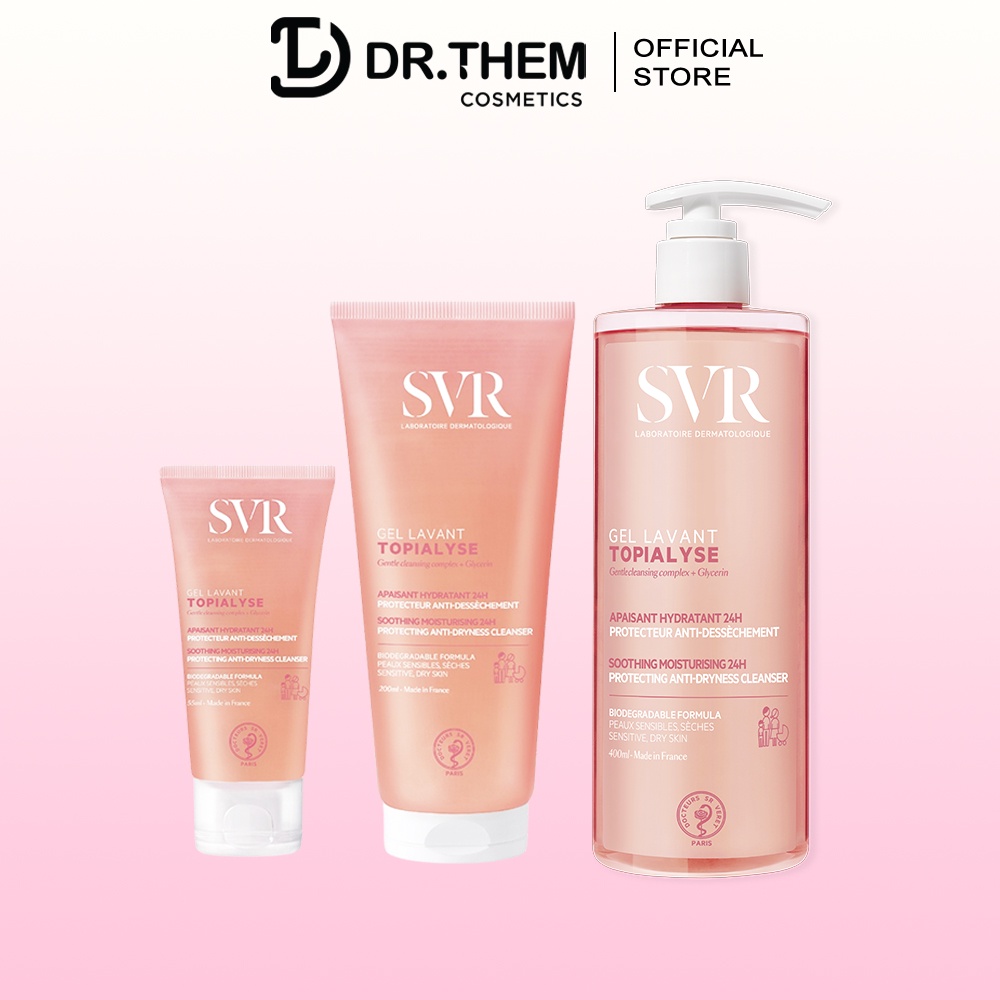 Sữa Rửa Mặt SVR Cho Da Khô Và Nhạy Cảm TOPIALYSE Gel Lavant 55ml & 200ml - Chai Hồng