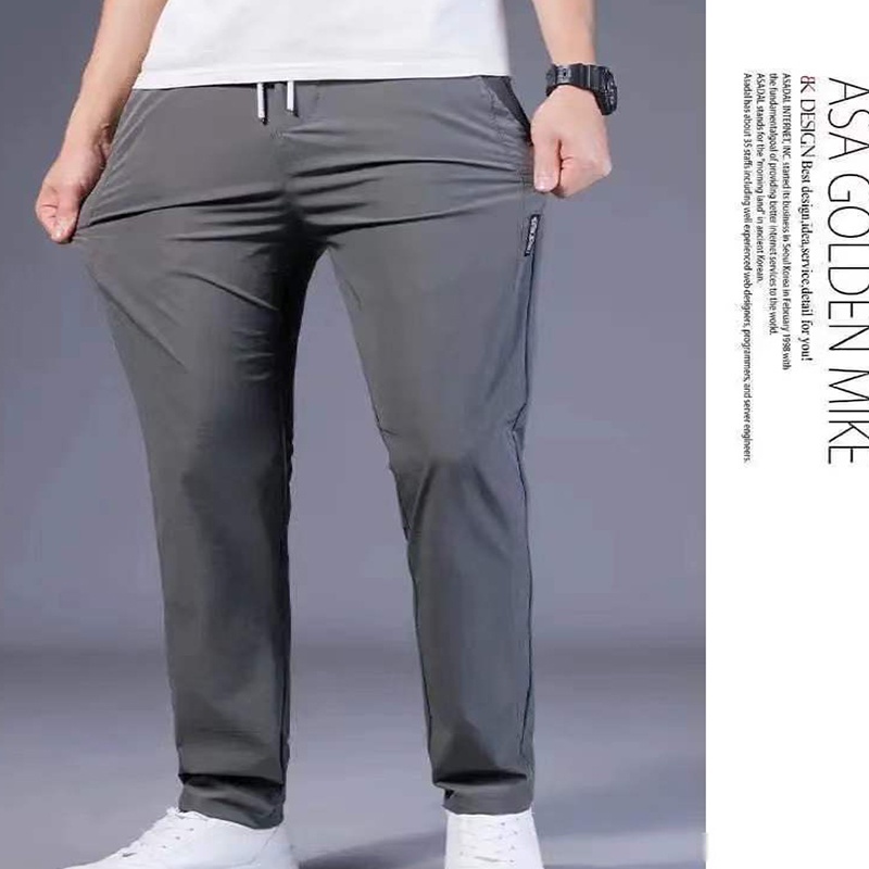 Quần Dài Thể Thao Dáng Ôm Thoáng Khí Thời Trang Mùa Hè Phong Cách Hàn Quốc Cho Nam Size M-5XL