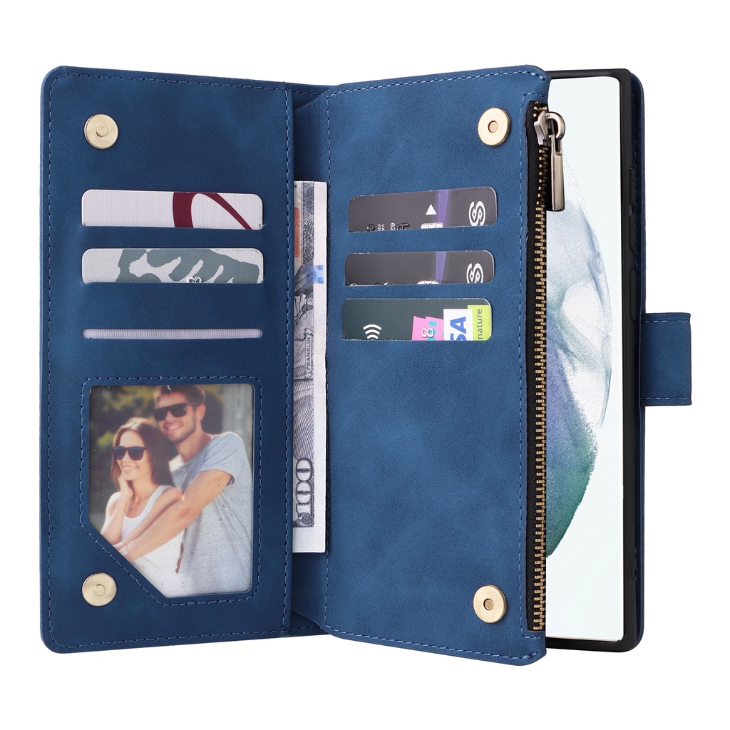 Ốp Điện Thoại Da PU Dạng Ví Có Khóa Kéo Đa Năng Sang Trọng Cho Samsung Note20 Ultra Note10 Pro Note20 10 9 M30 M30S 6