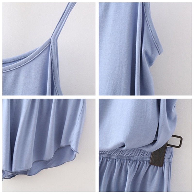 Bộ Đồ Ngủ Áo Croptop Sát Nách Phối Quần Short Màu Trơn Thời Trang Mùa Hè Cho Nữ