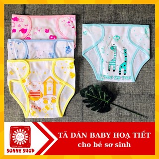 Set 5 Quần dán cotton HOẠ TIẾT thương hiệu BABY cho bé sơ sinh, tã vải đóng bỉm
