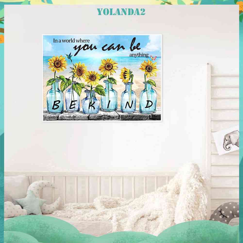 Tranh Đính Đá Kim Cương Toàn Bộ 5D DIY Hình Bình Hoa Hướng Dương