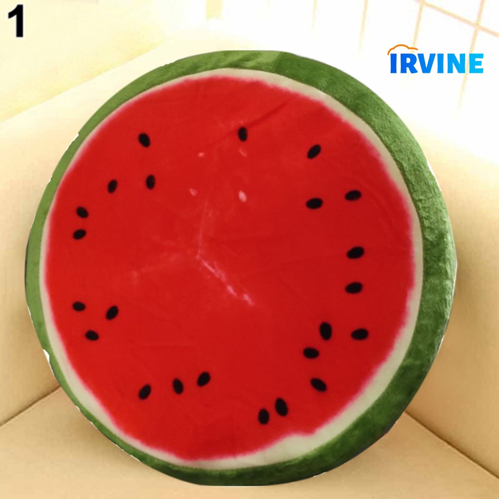 Đệm Tròn Lông Nhung Mềm Mại Lót Ghế Ngồi Hình Trái Kiwi / Dưa Hấu / Quả Cam