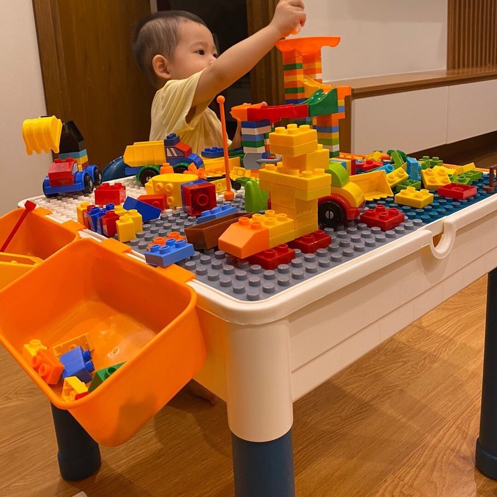 Mô hình bộ bàn ghế lego xếp hình lego cho bé loại to, Đồ chơi cho bé đa năng hàng chất