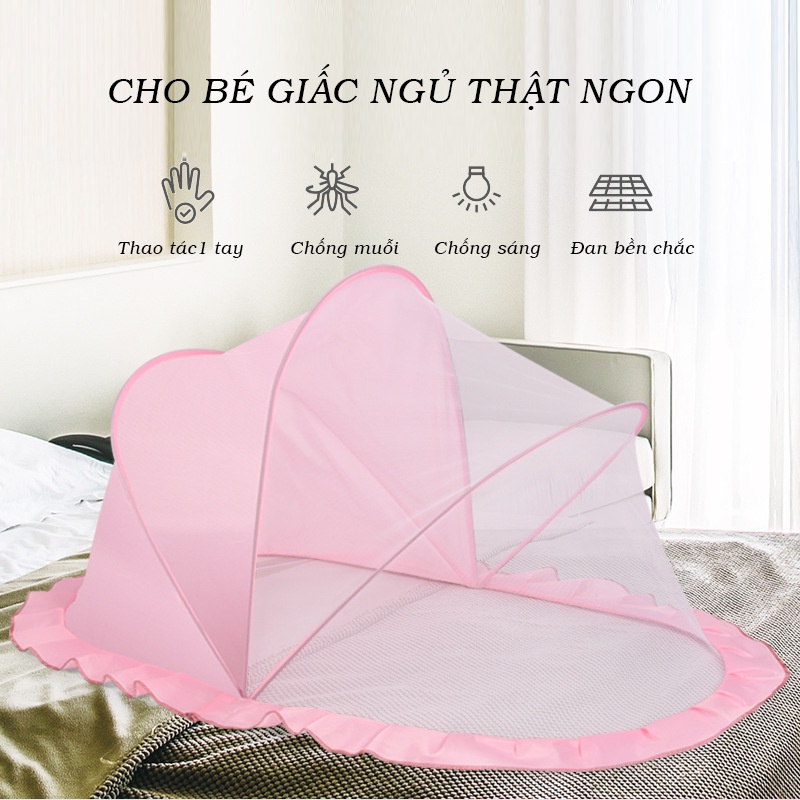 Màn chụp tự bung gấp gọn cho bé - Mùng chụp tự bung gấp gọn chống muỗi di động cho bé sơ sinh em bé ngủ ngon