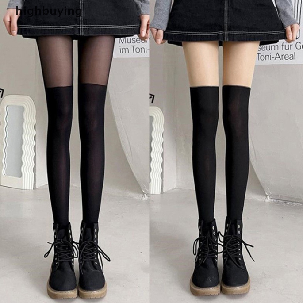 Quần Tất Lụa Màu Đen Phối Màu Thời Trang Nhật Bản Cho Nữ