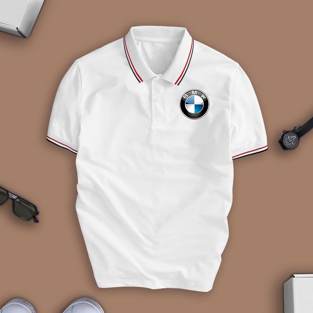 Áo Thun Polo In Logo BMW Phối Bâu 3 Sọc Ngắn Tay Chất Cá Sấu Co Dãn Không Xù Lông
