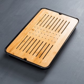 Khay trà tre 43cm x 26.5cm - siêu to - bàn trà gỗ tre - khay trà đạo có khay đựng nước tiện lợi cao cấp - gỗ dày và thơm